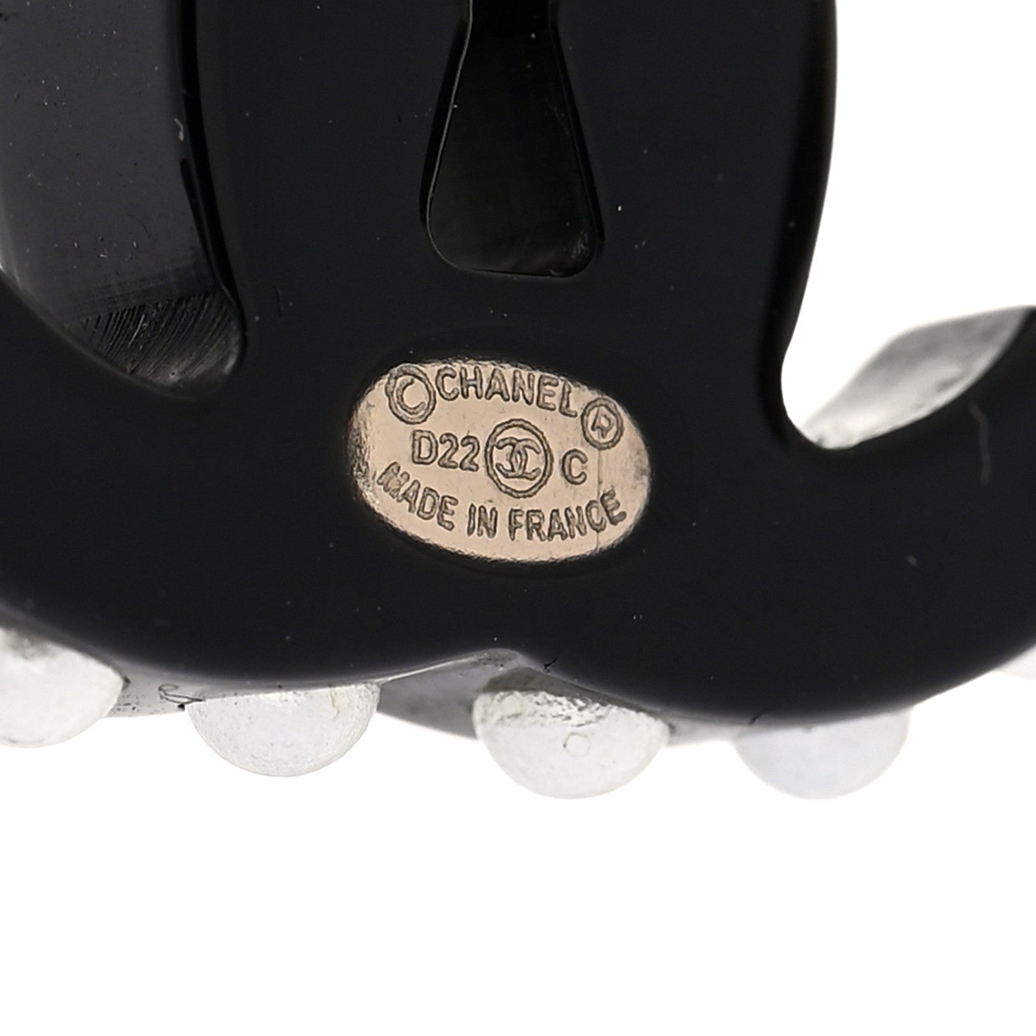 Chanel Resin Crystal Pearl CC Earrings Black 4 of 5