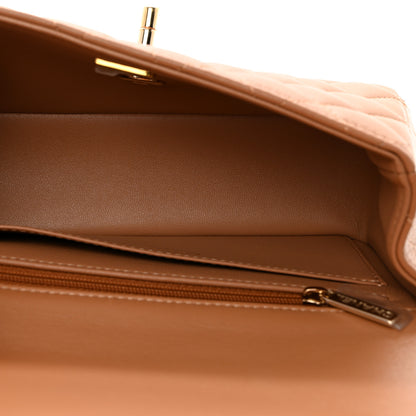 Chanel Lambskin Quilted Mini Top Handle Rectangular Flap Dark Beige 5 of 10