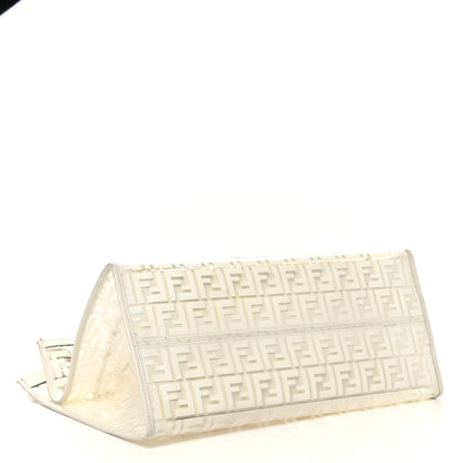 Fendi TPU FF Vitello Century Plexiglass Large Runaway Shopper Tote White 3 of 10