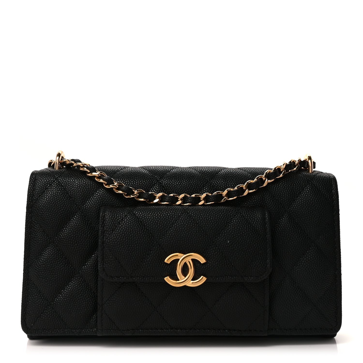 Chanel Caviar Quilted Pocket Twins Wallet On Chain WOC Black 1 of 9