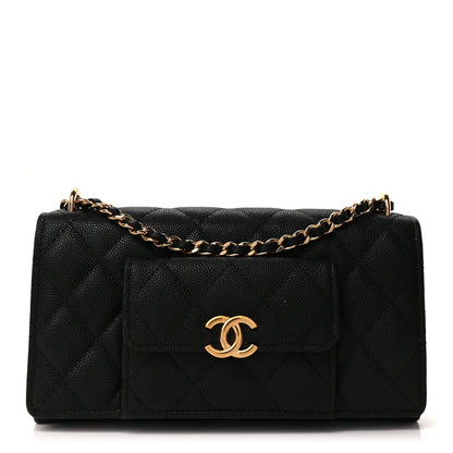 Chanel Caviar Quilted Pocket Twins Wallet On Chain WOC Black 1 of 9