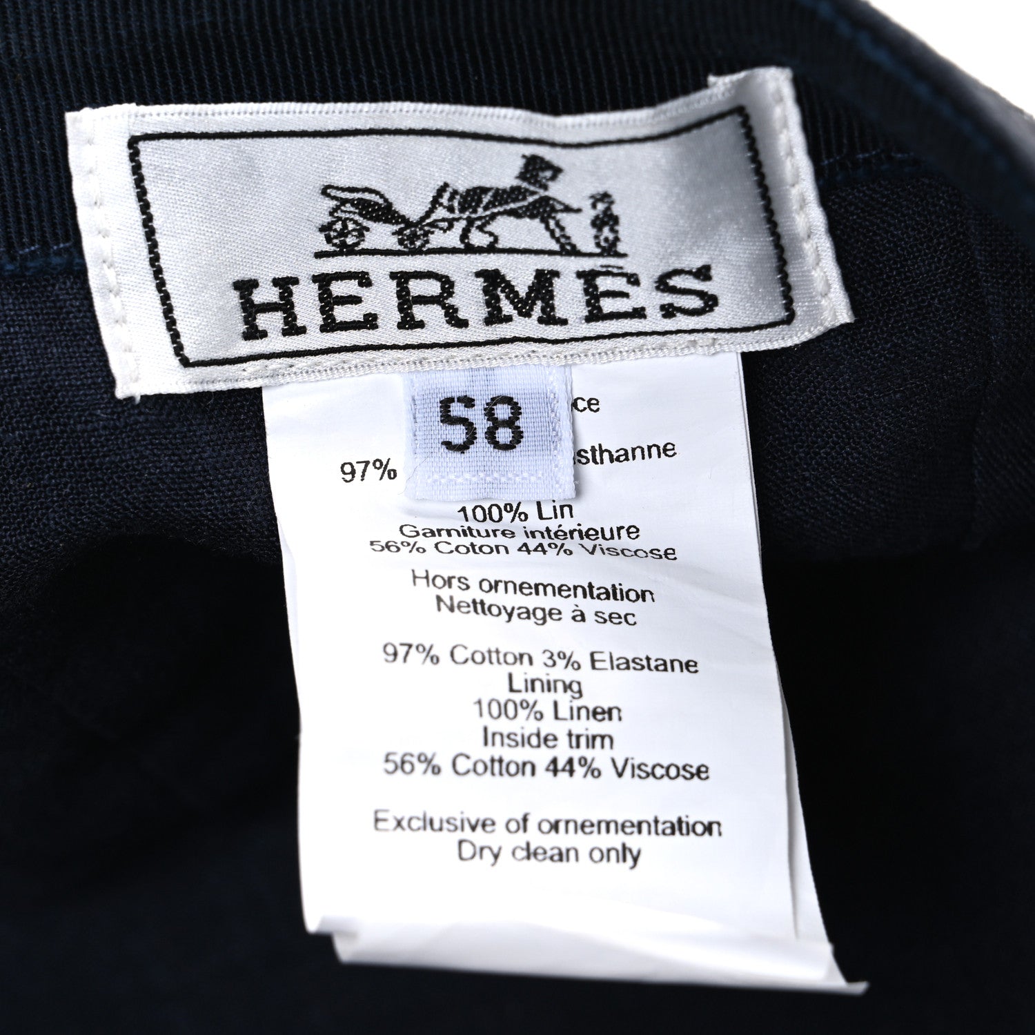 Hermes Cotton Canvas Miles H Mors Cap 58 Marine 8 of 8