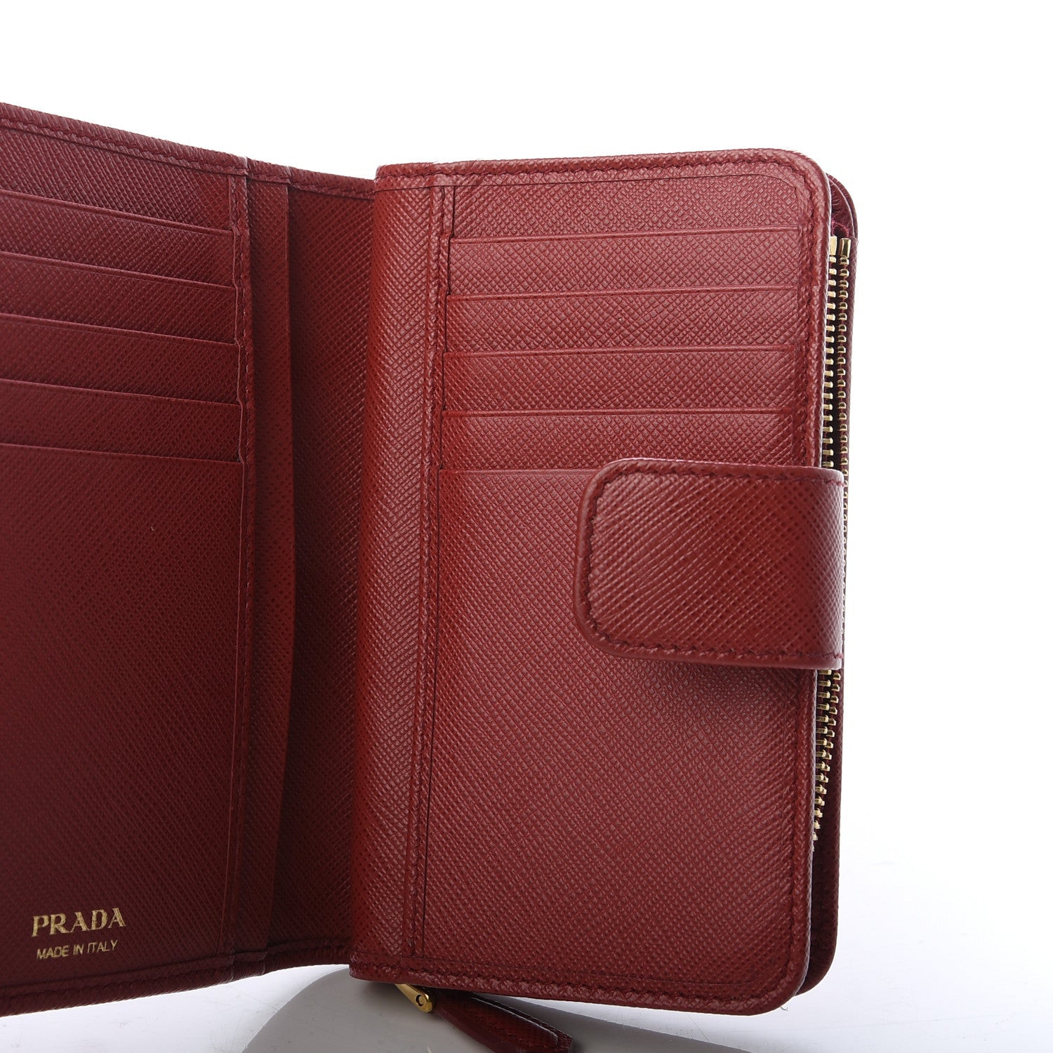 Prada Saffiano Metal Compact Wallet Fuoco 5 of 7