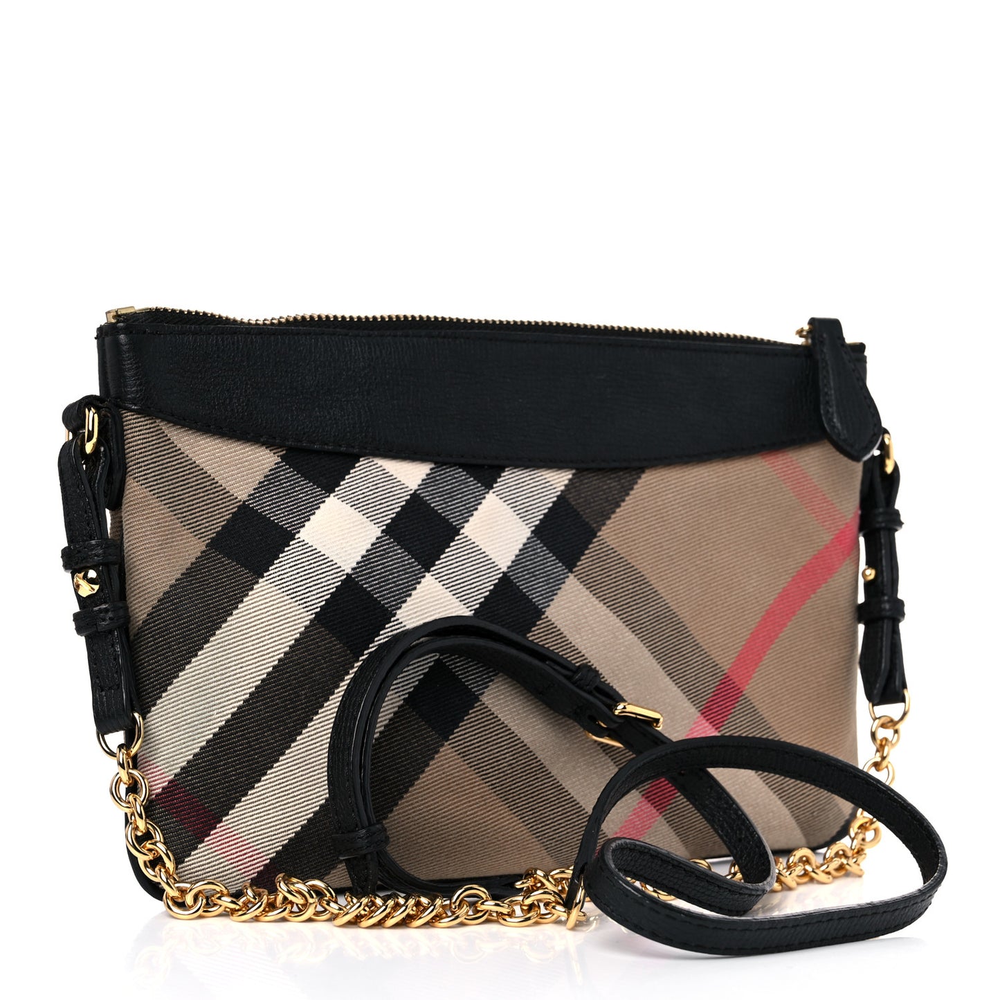 House Check Sequin Peyton Crossbody Clutch Bag Gold Black