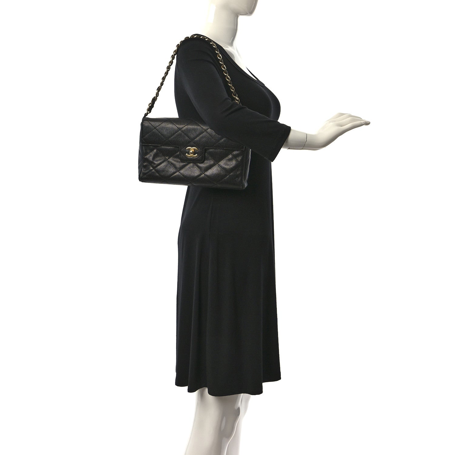 Chanel Caviar Quilted Medium Single Flap Black 2 of 17