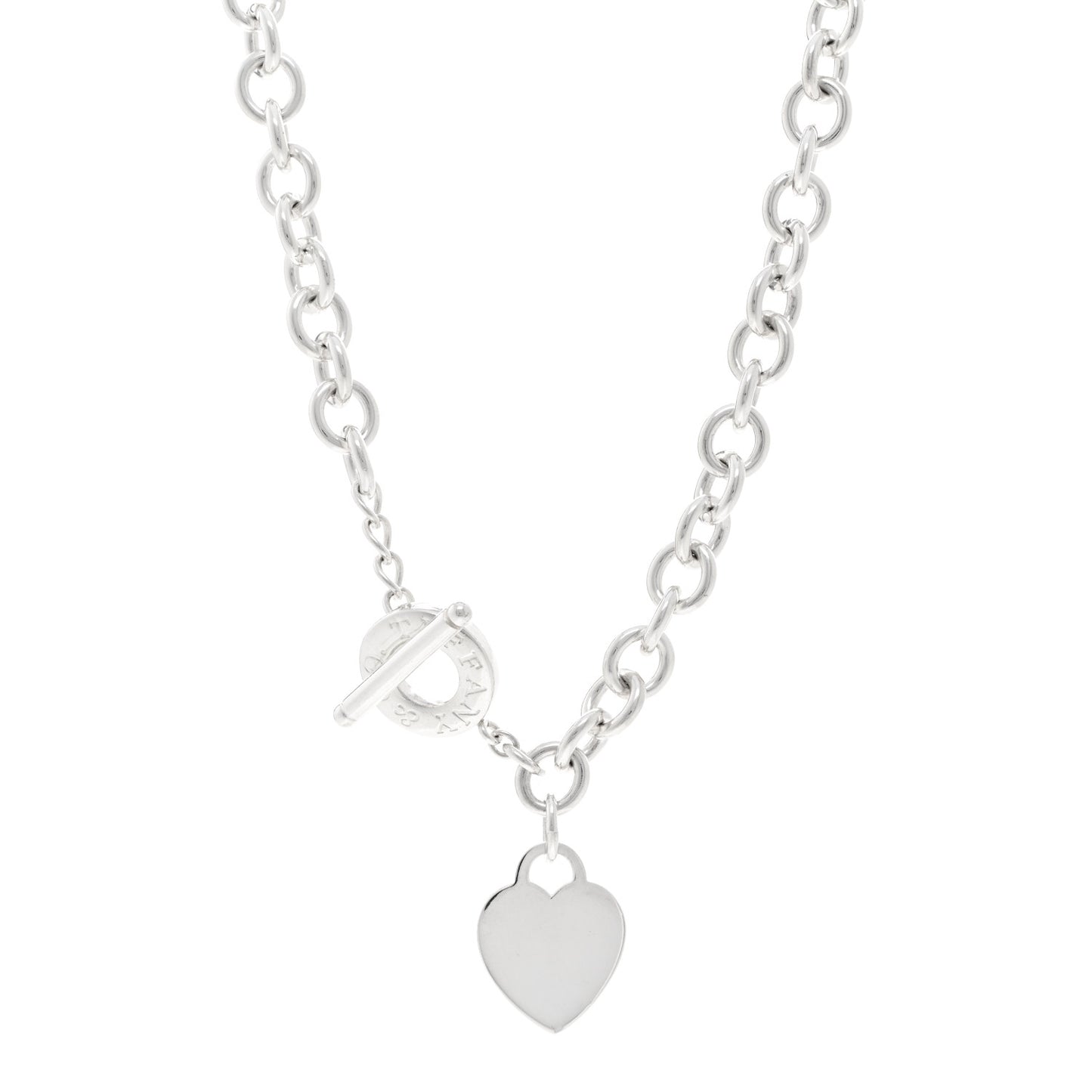 Sterling Silver Heart Tag Toggle Necklace