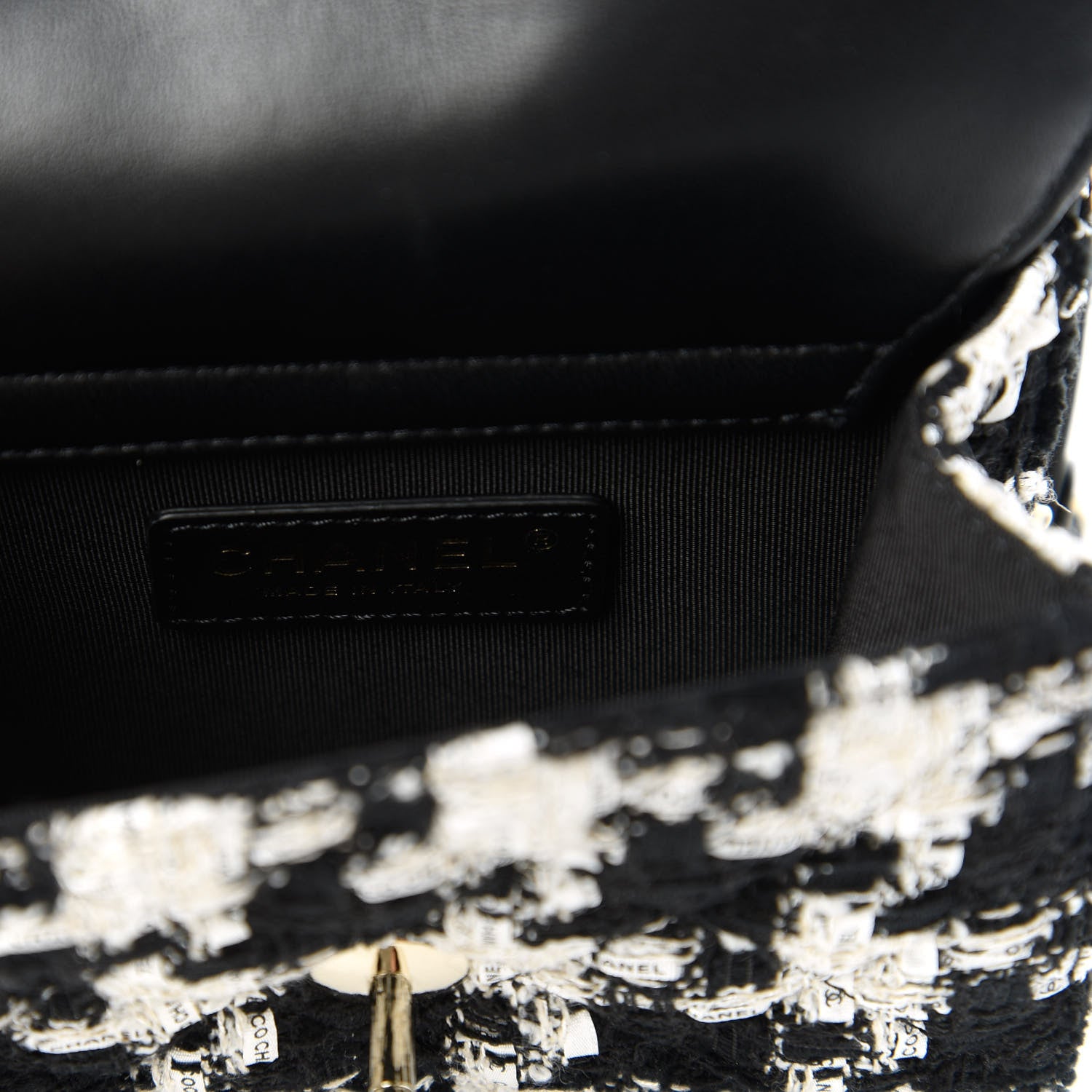 Chanel Tweed Lambskin Quilted Flap Black Ecru White 9 of 12