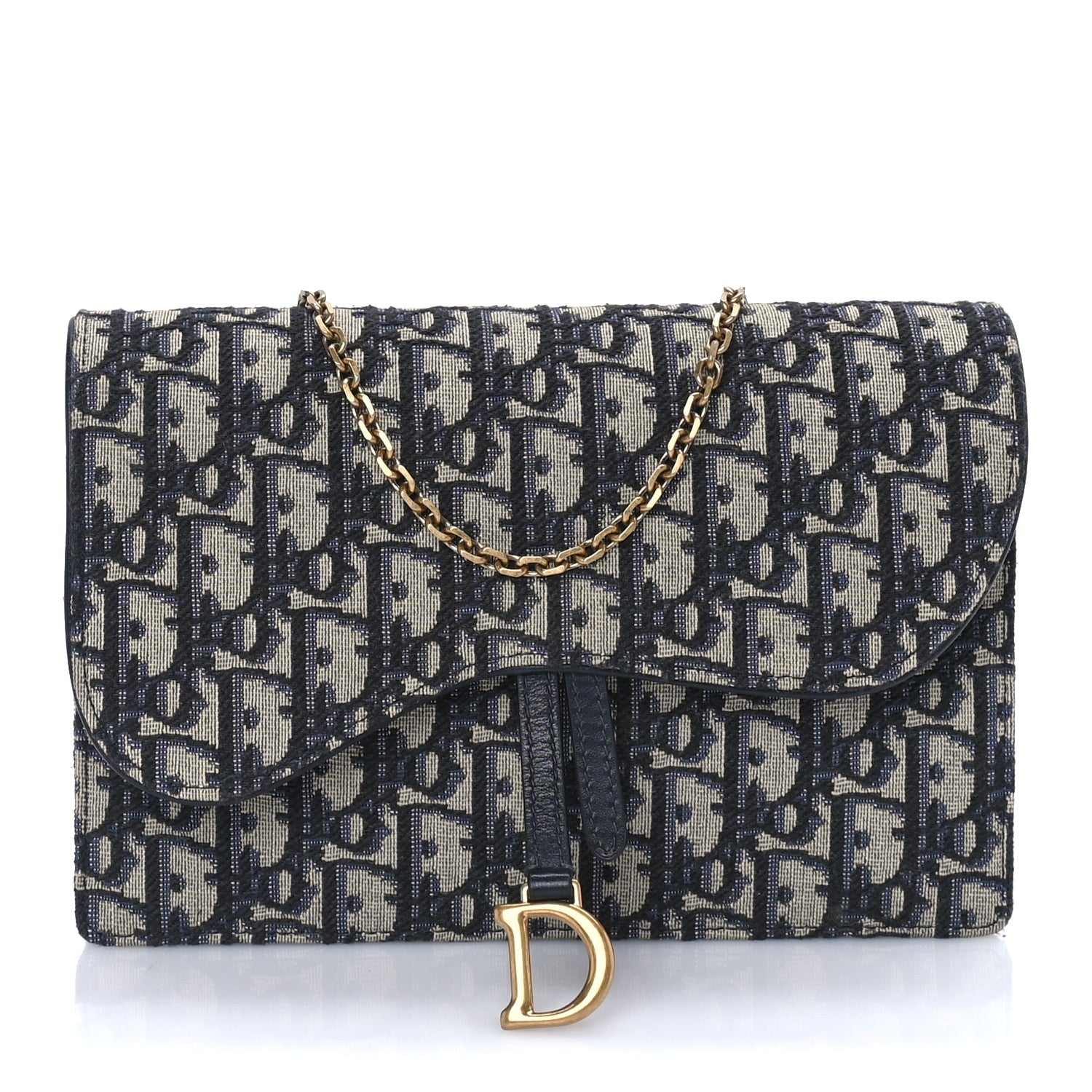 Christian Dior Oblique Saddle Chain Pouch  Blue 1 of 7