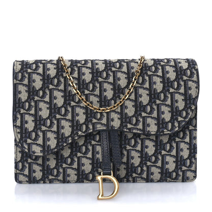 Christian Dior Oblique Saddle Chain Pouch  Blue 1 of 7