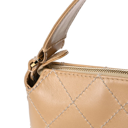 Chanel Calfskin Stitched Shoulder Bag Beige 13 of 16