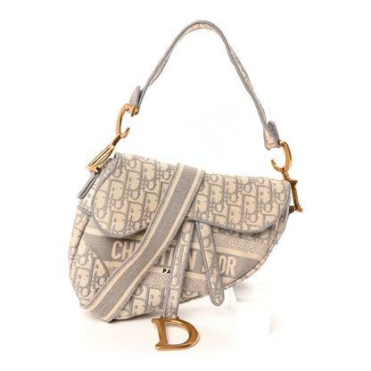 Christian Dior Oblique Embroidered Saddle Bag Gray 1 of 8