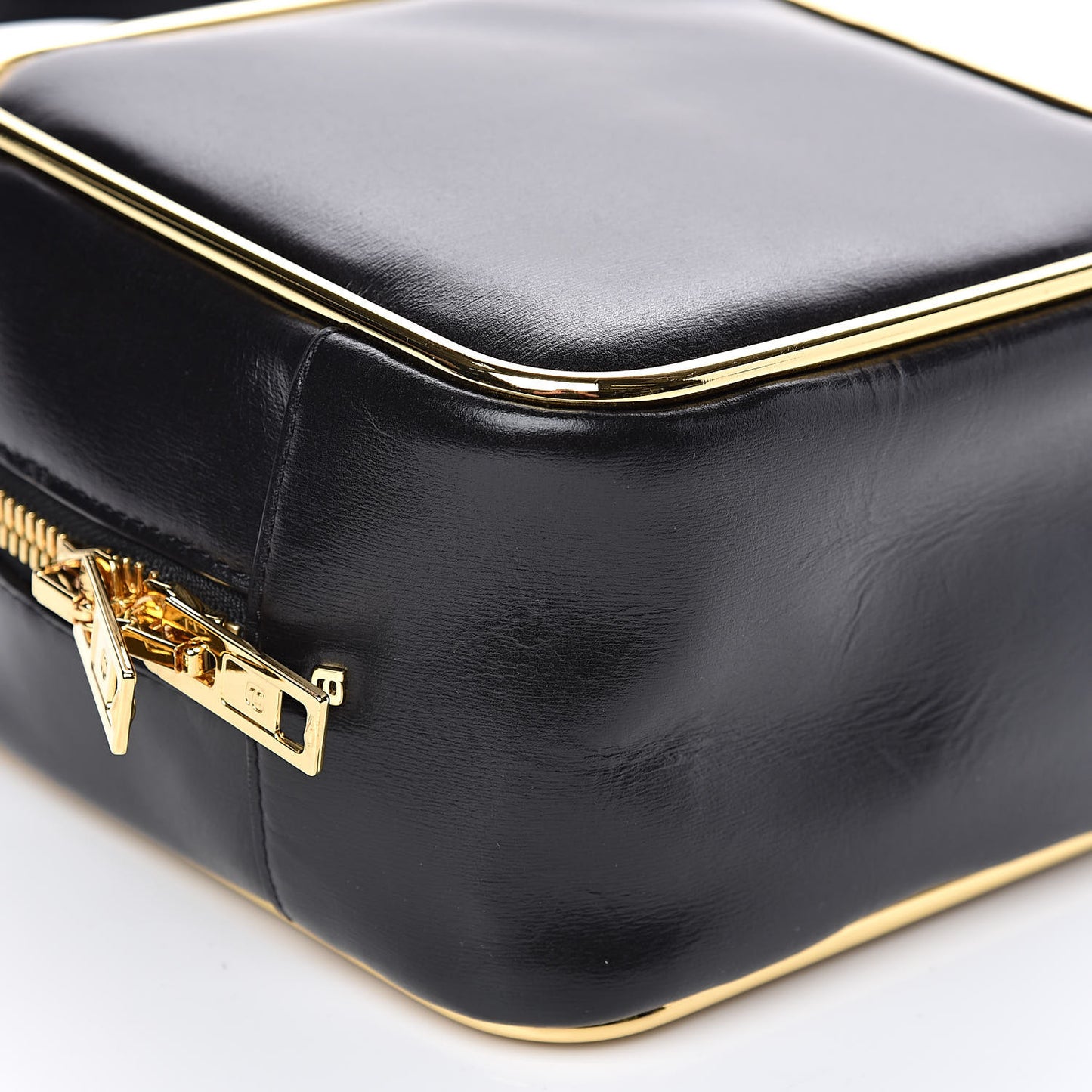 Supple Calfskin Halo Top Handle Bag Black