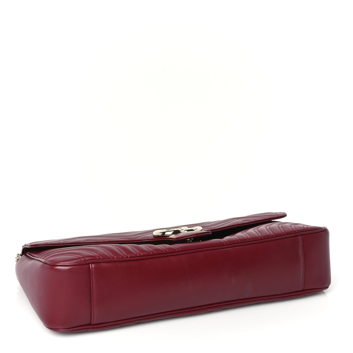 Gucci Calfskin Matelasse Large Horizontal GG Marmont Shoulder Bag  Rosso Ancora 3 of 8