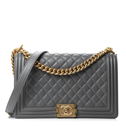 Chanel Lambskin Quilted New Medium Boy Flap Grey 1 of 10