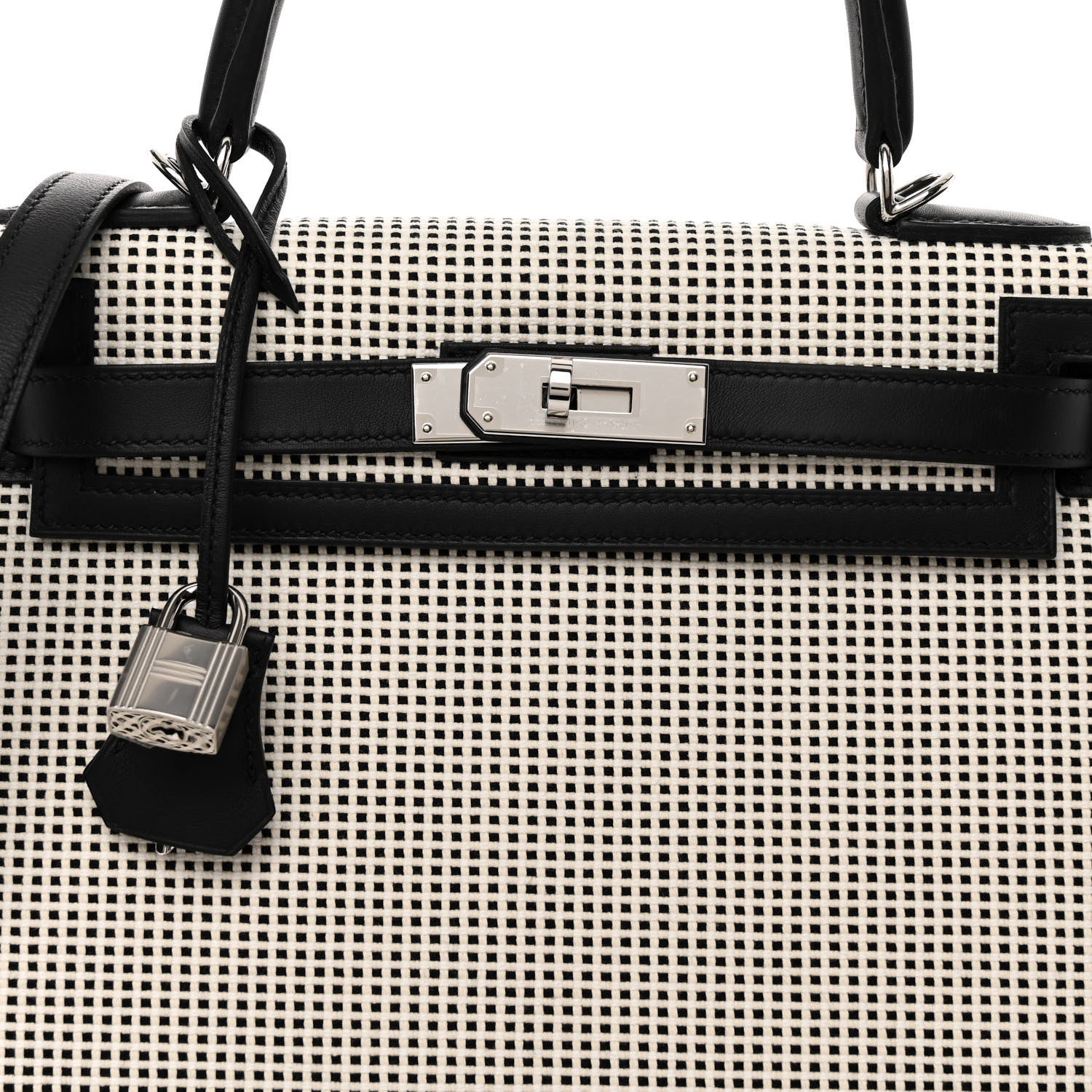 Hermes Toile Quadrille Swift Kelly Sellier 28 Ecru White Black 8 of 13