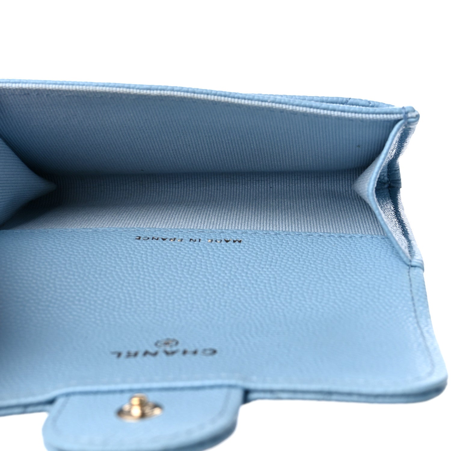 Chanel Caviar Quilted Flap Card Holder Wallet Light Blue 5 of 14