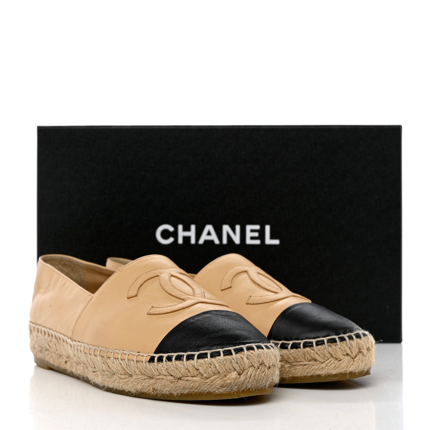 Lambskin CC Espadrilles 35 Beige Black