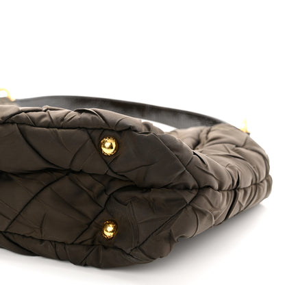 Prada Tessuto Nylon Chevron Quilted Shoulder Bag Brown 9 of 9