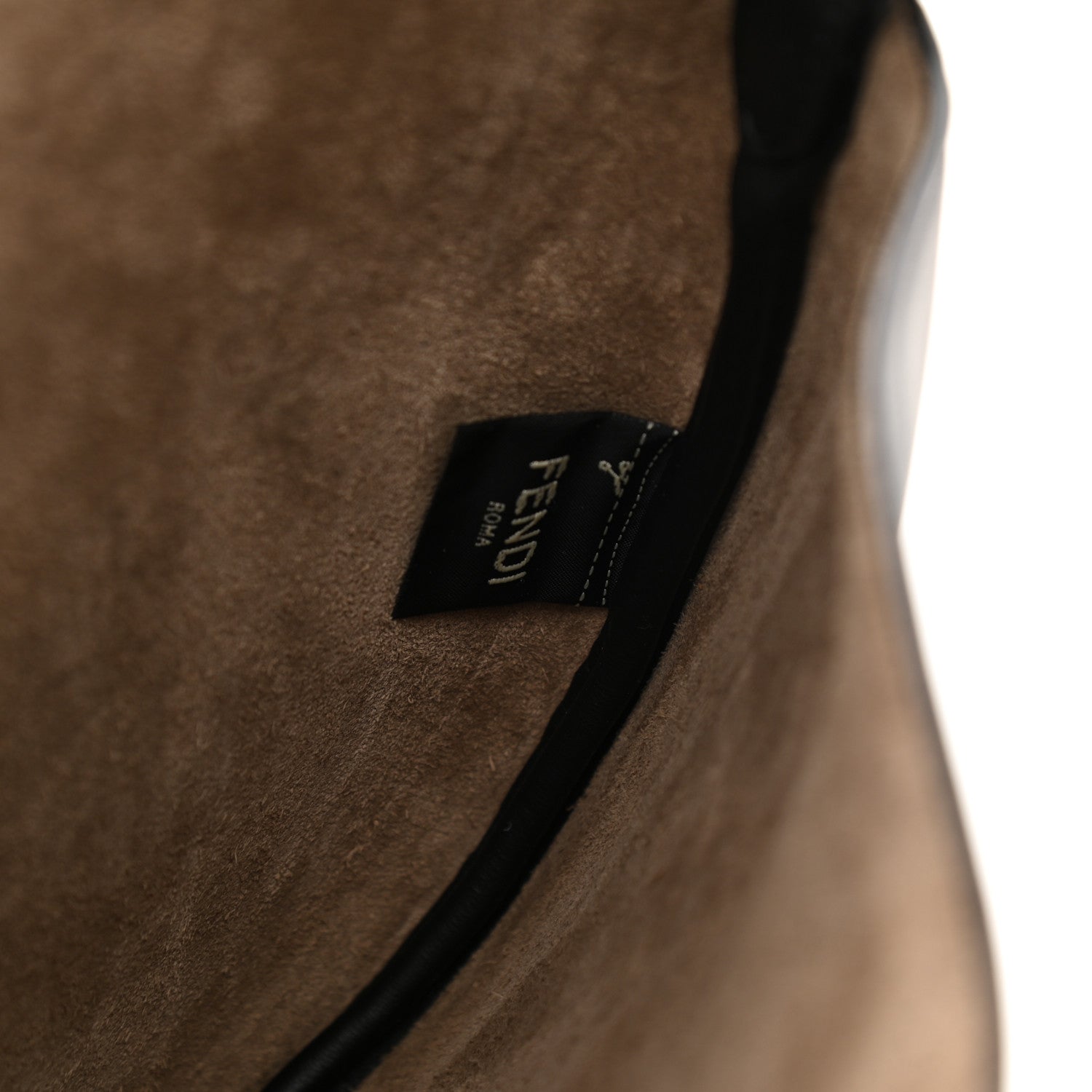 Fendi Vitello Grace Suede Small Croissant Hobo Black 5 of 10