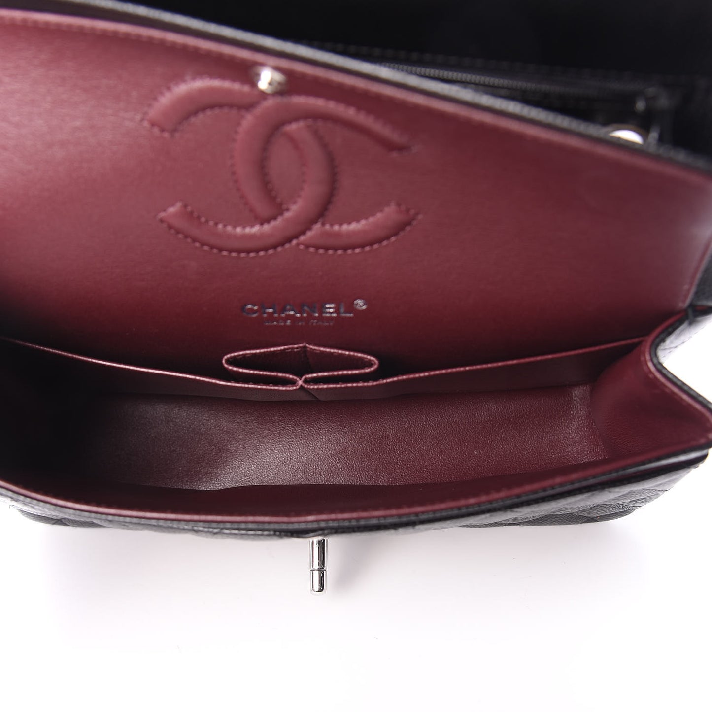 Caviar Quilted Medium Double Flap Black