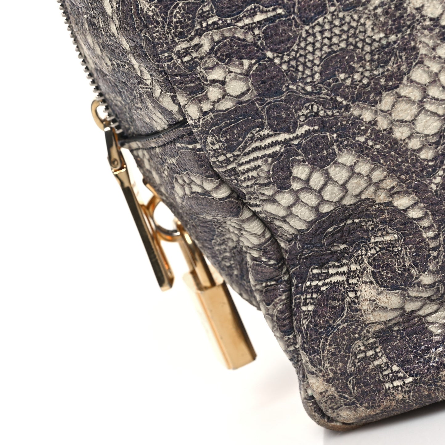 Cervo Lux Print Lace Bauletto Bag Talco