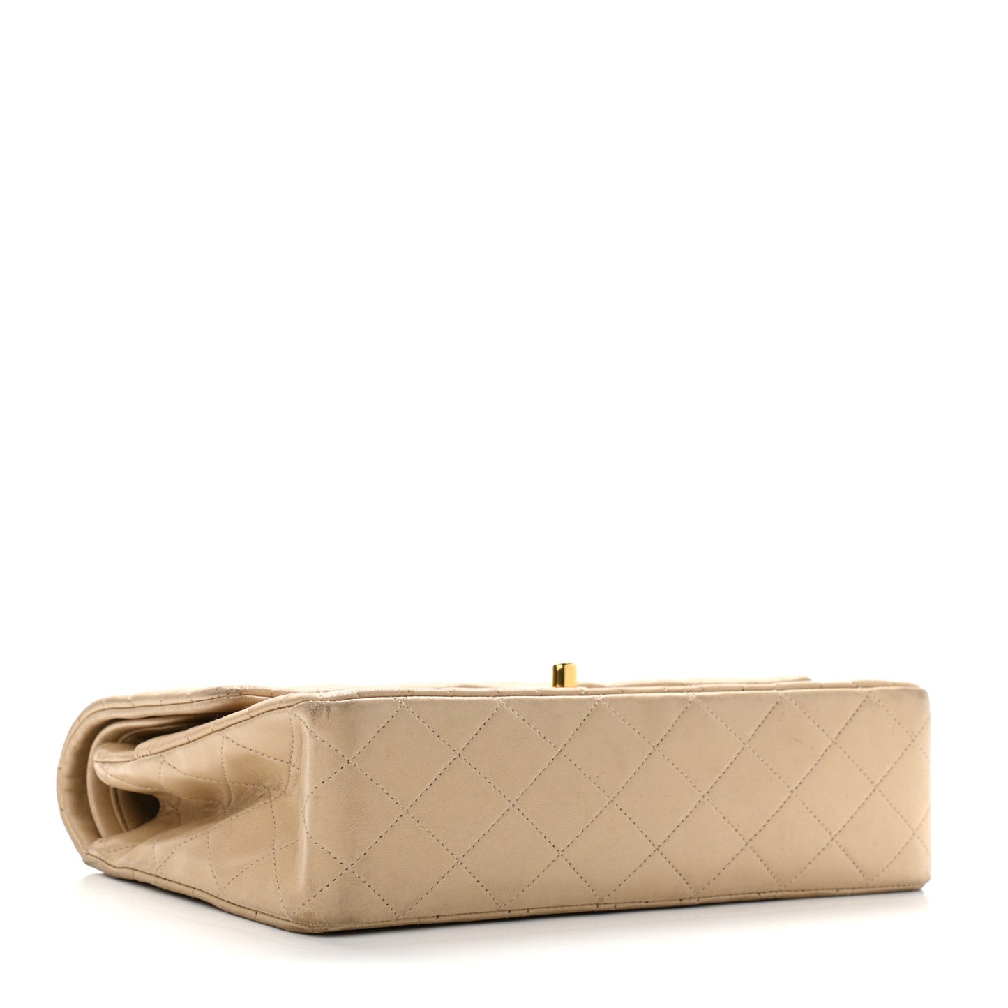 Lambskin Quilted Medium Double Flap Beige