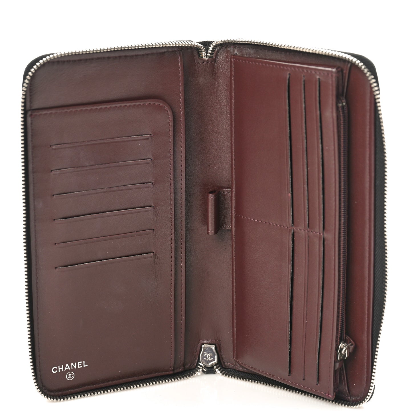 Caviar Quilted Large Zip Around Organizer Wallet Black