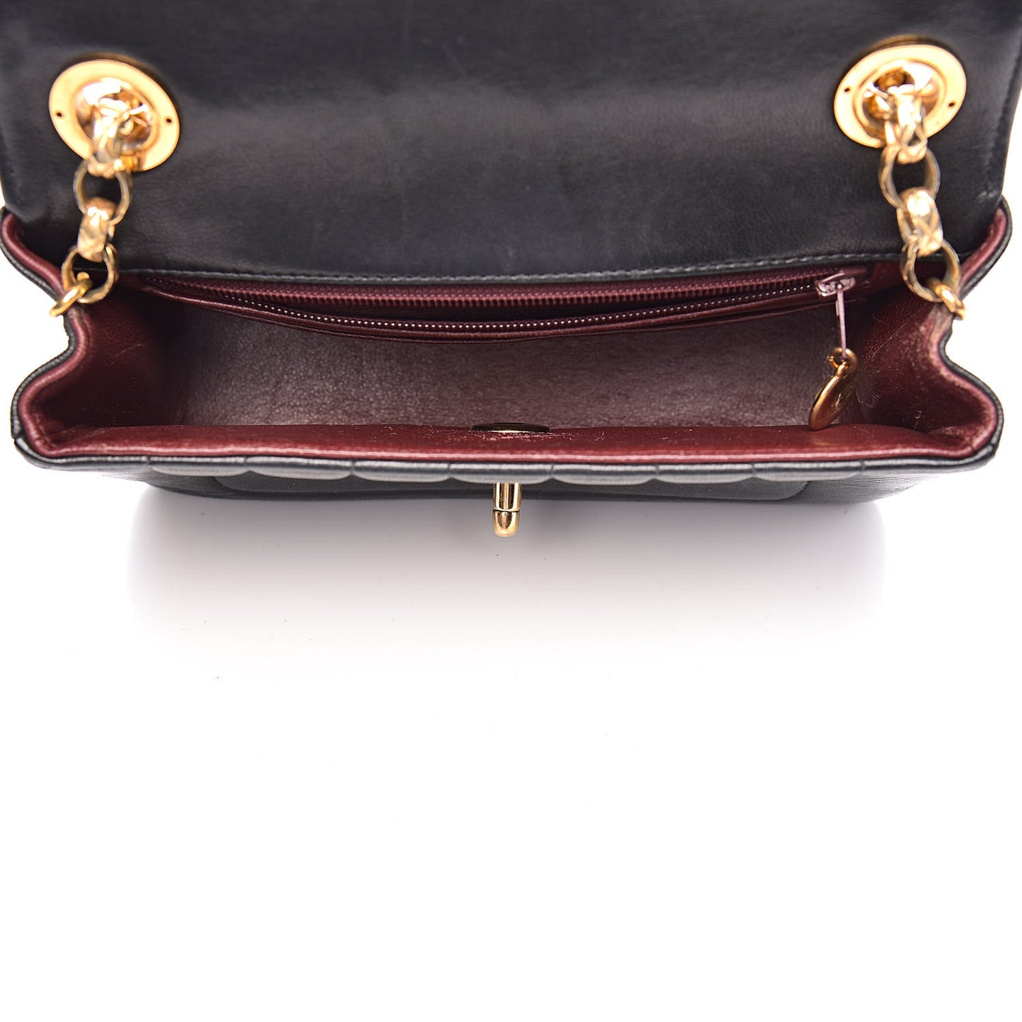 Lambskin Horizontal Vertical Quilted Small Single Flap Black