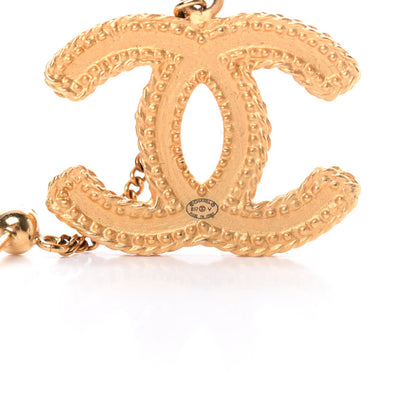 Chanel CC Drop Earrings Matte Gold 4 of 6