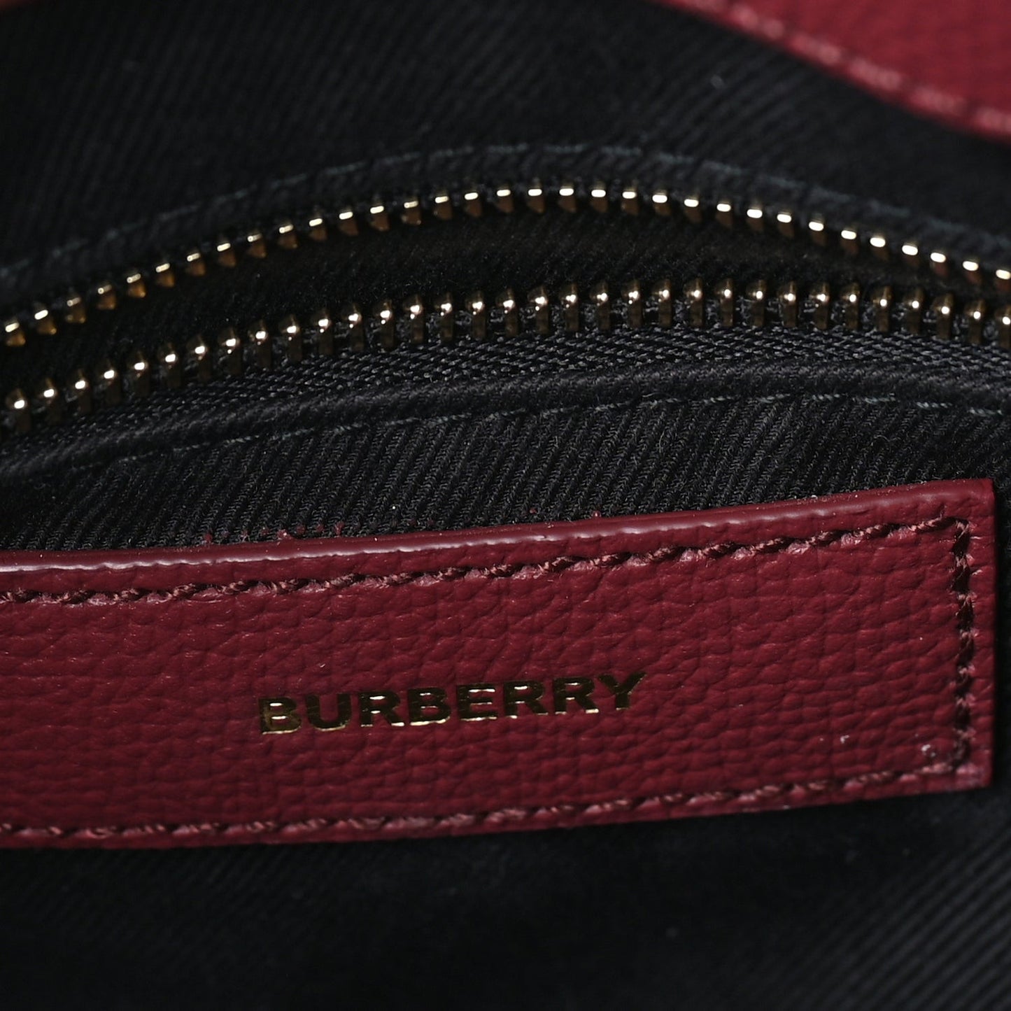 Grainy Calfskin House Check Small Banner Tote Crimson
