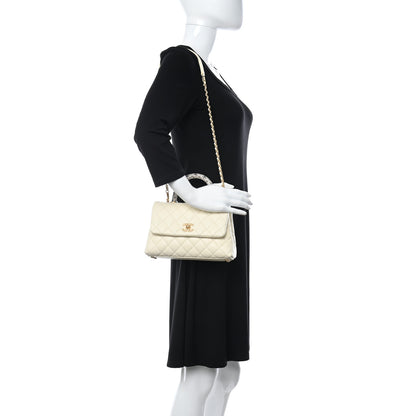 Chanel Caviar Elaphe Quilted Mini Coco Handle Flap Ivory 2 of 10