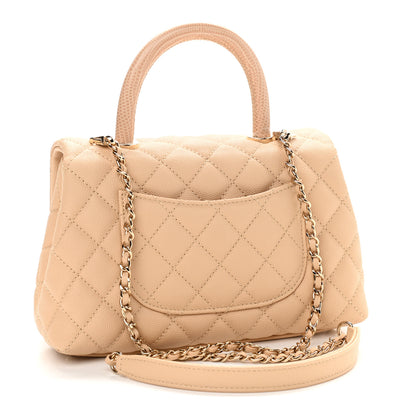 Chanel Caviar Lizard Embossed Quilted Mini Coco Handle Flap Beige 2 of 9