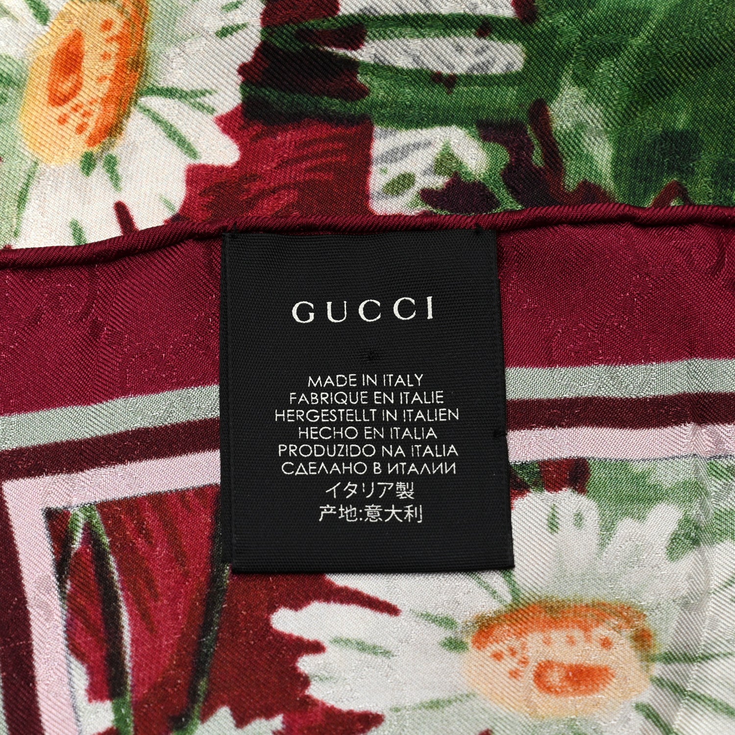 Gucci Silk Jacquard GG Monogram Deep Love Square Scarf Ivory Red 6 of 8