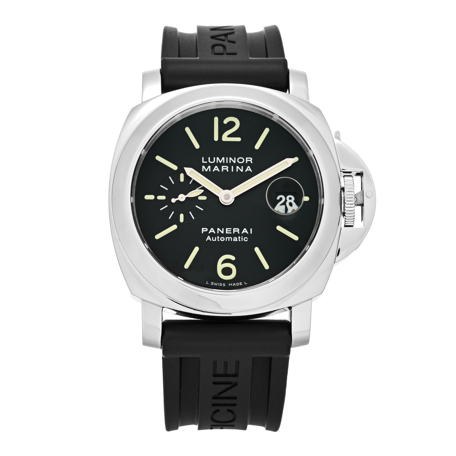 Panerai Stainless Steel Rubber 45mm Luminor Marina Automatic Watch Black PAM00104 1 of 7