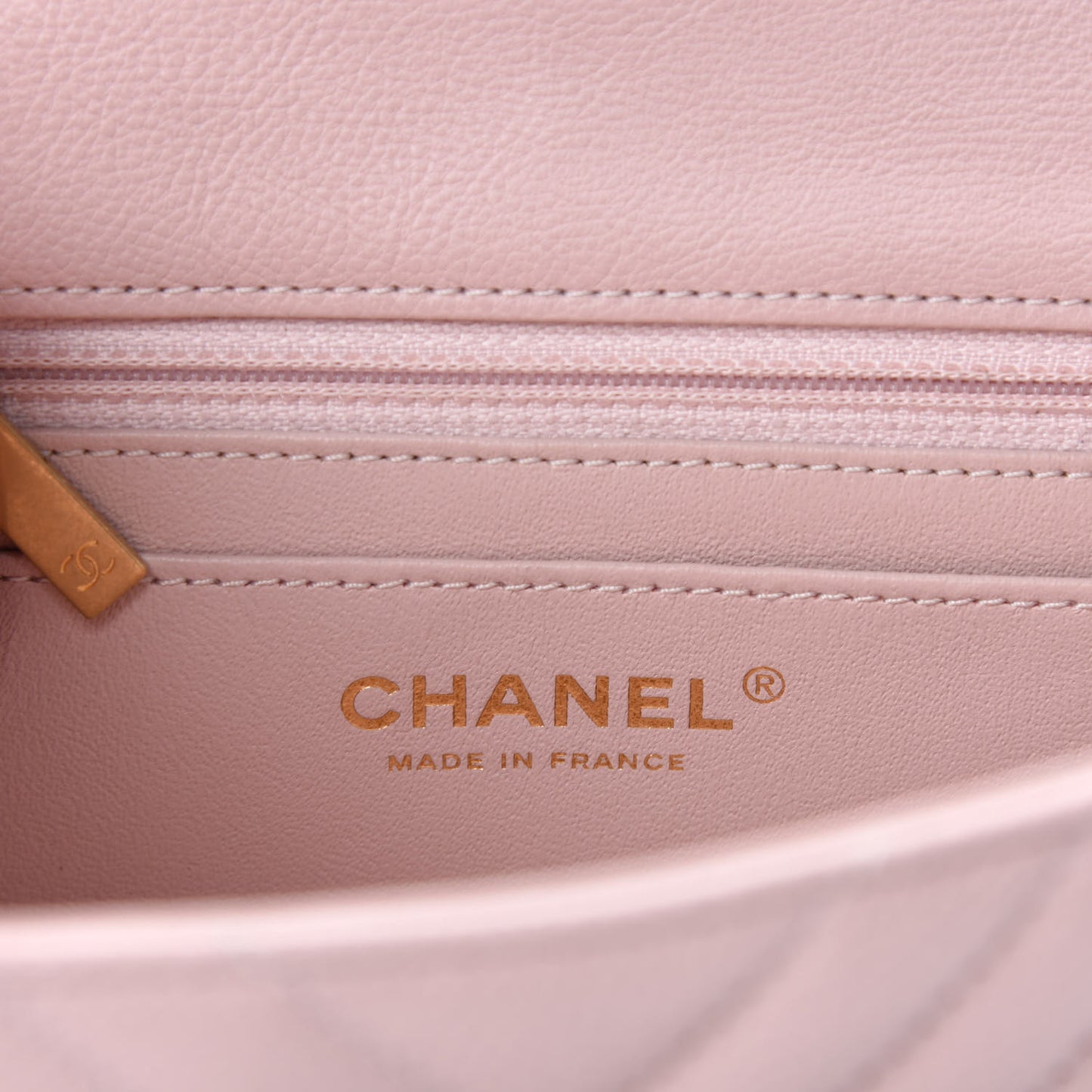 Caviar Chevron Quilted Mini Square Flap Light Pink