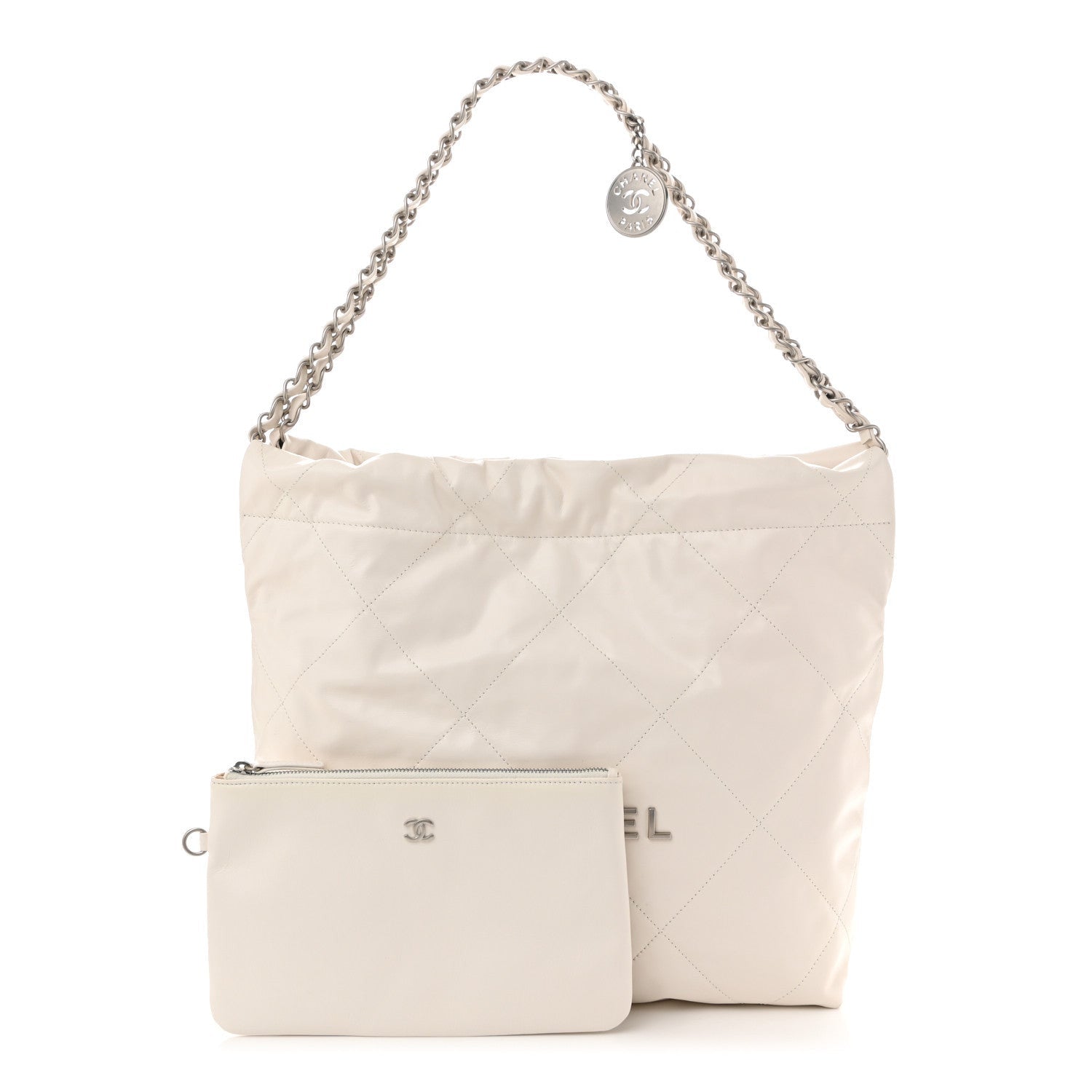 Chanel Shiny Calfskin Quilted Small 22 White 3 of 7
