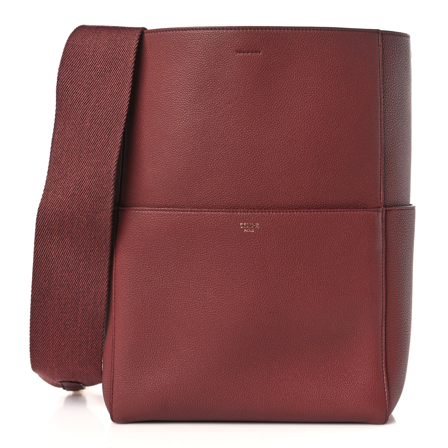 Soft Grained Calfskin Sangle Bucket Bag Burgundy