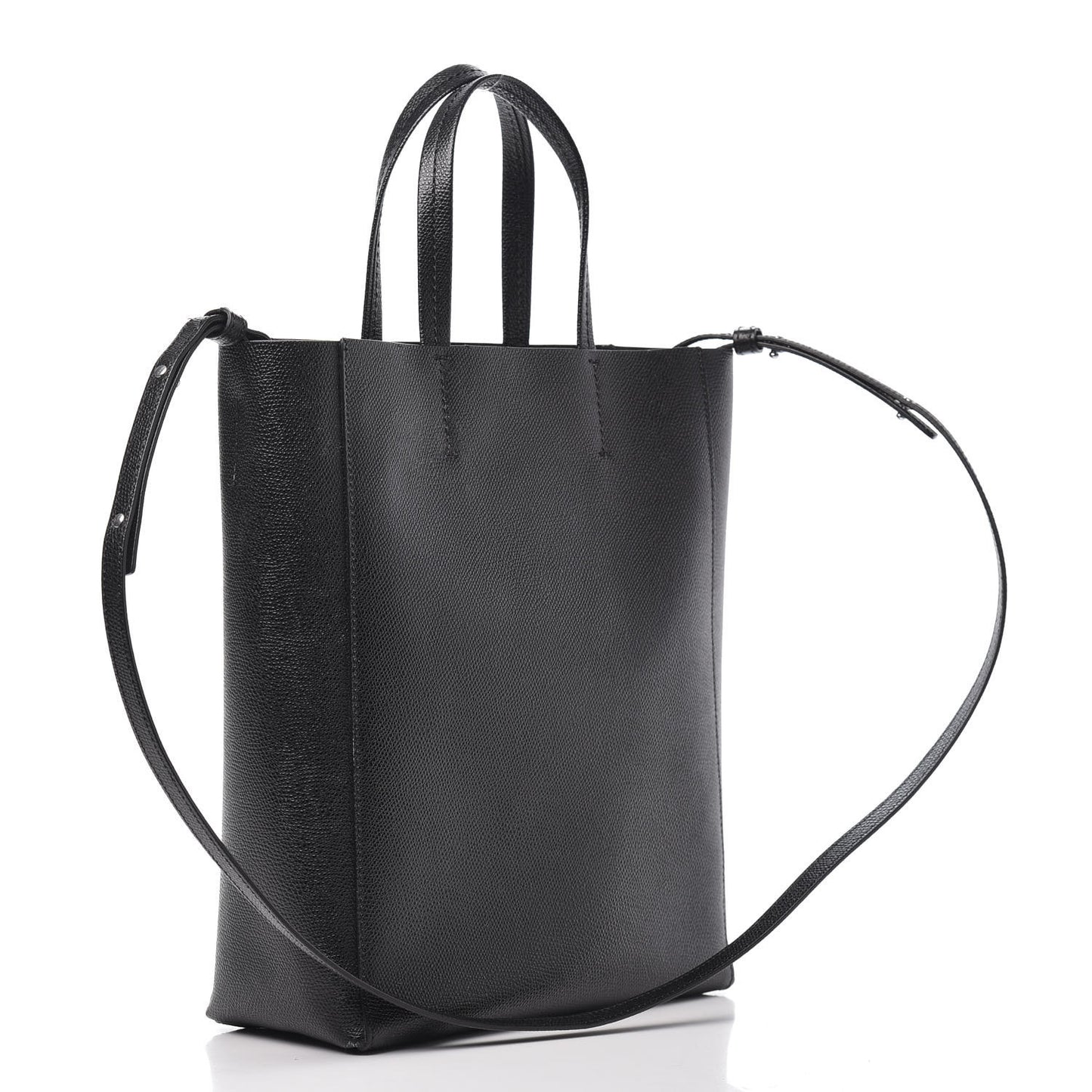 Grained Calfskin Small Vertical Cabas Black