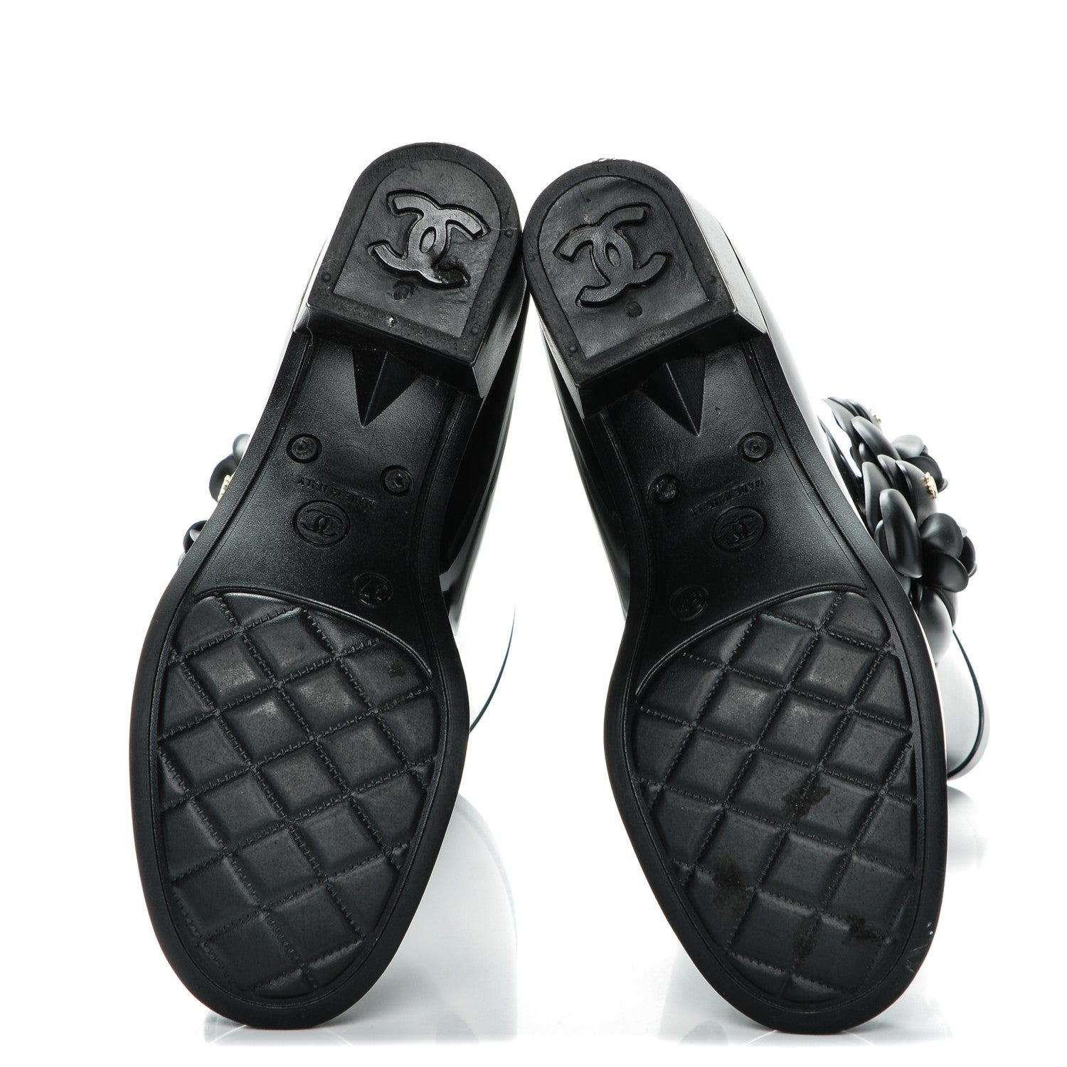 Chanel Rubber Camellia Rain Boots 37 Black 5 of 19