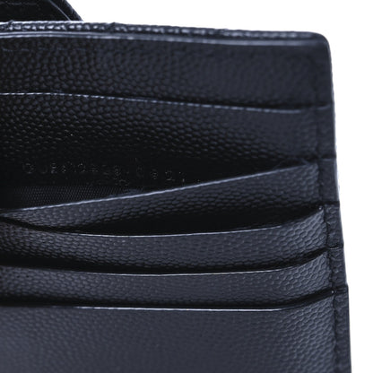 Saint Laurent Grain De Poudre Matelasse Chevron Monogram Compact Wallet Black 7 of 7