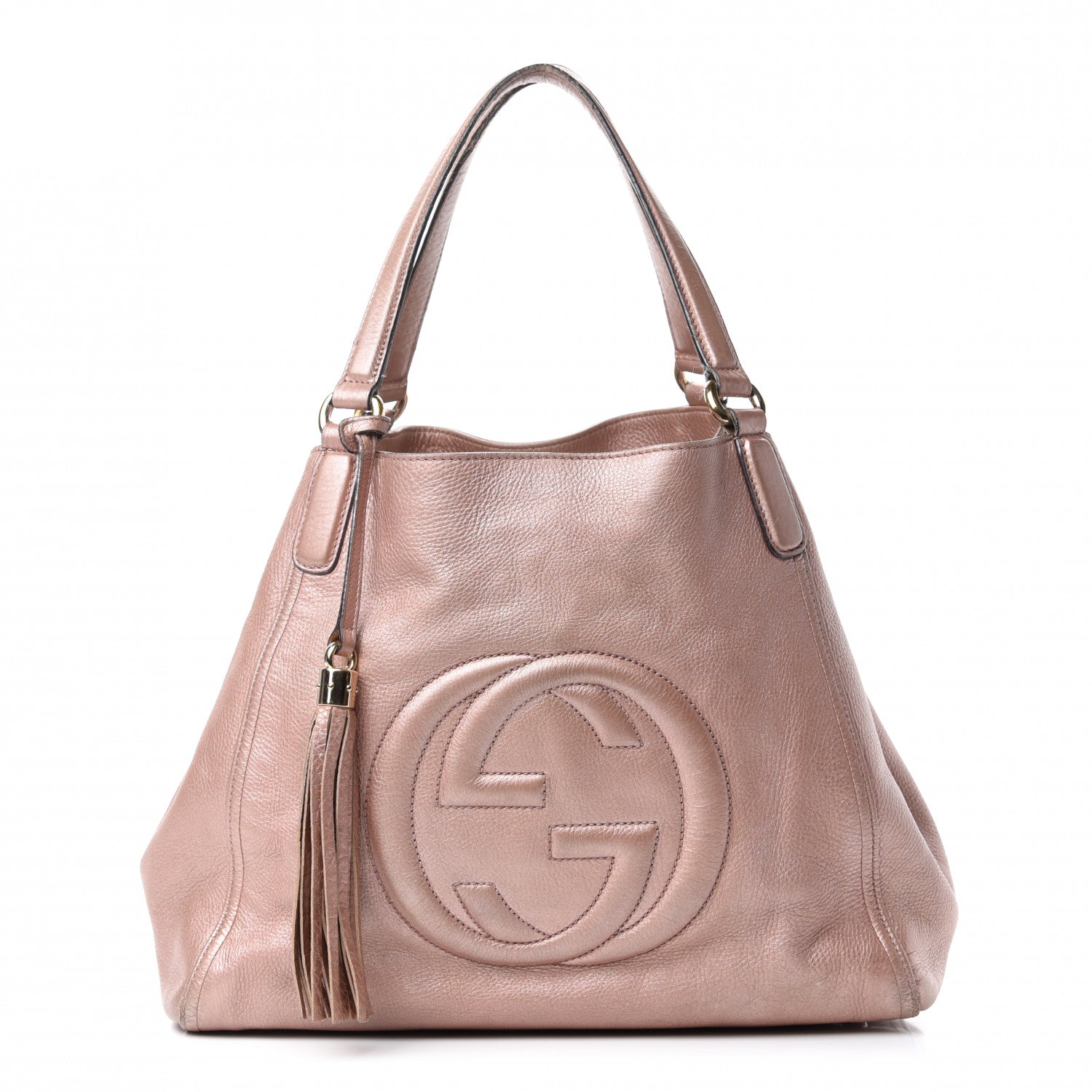 Gucci Metallic Pebbled Calfskin Medium Soho Shoulder Bag Pink 1 of 16