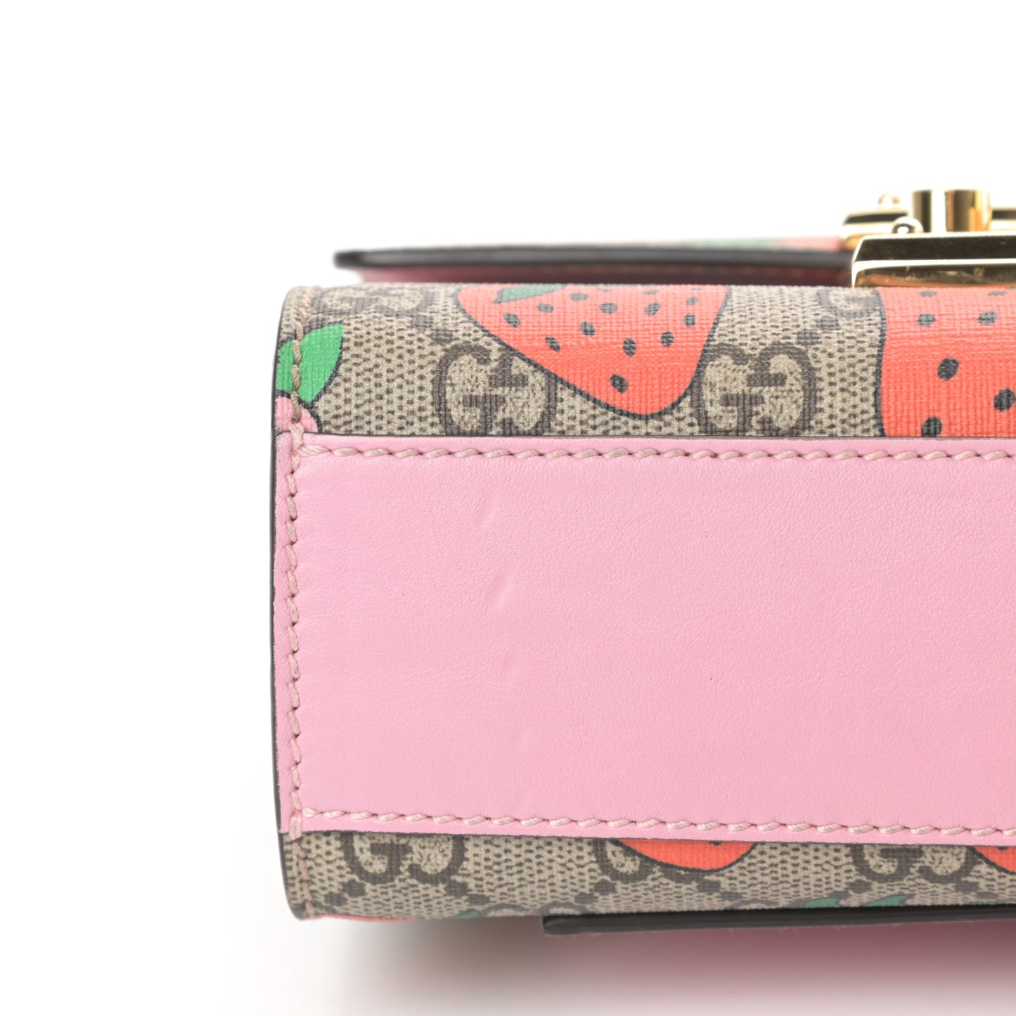 GG Supreme Monogram Strawberry Small Padlock Shoulder Bag