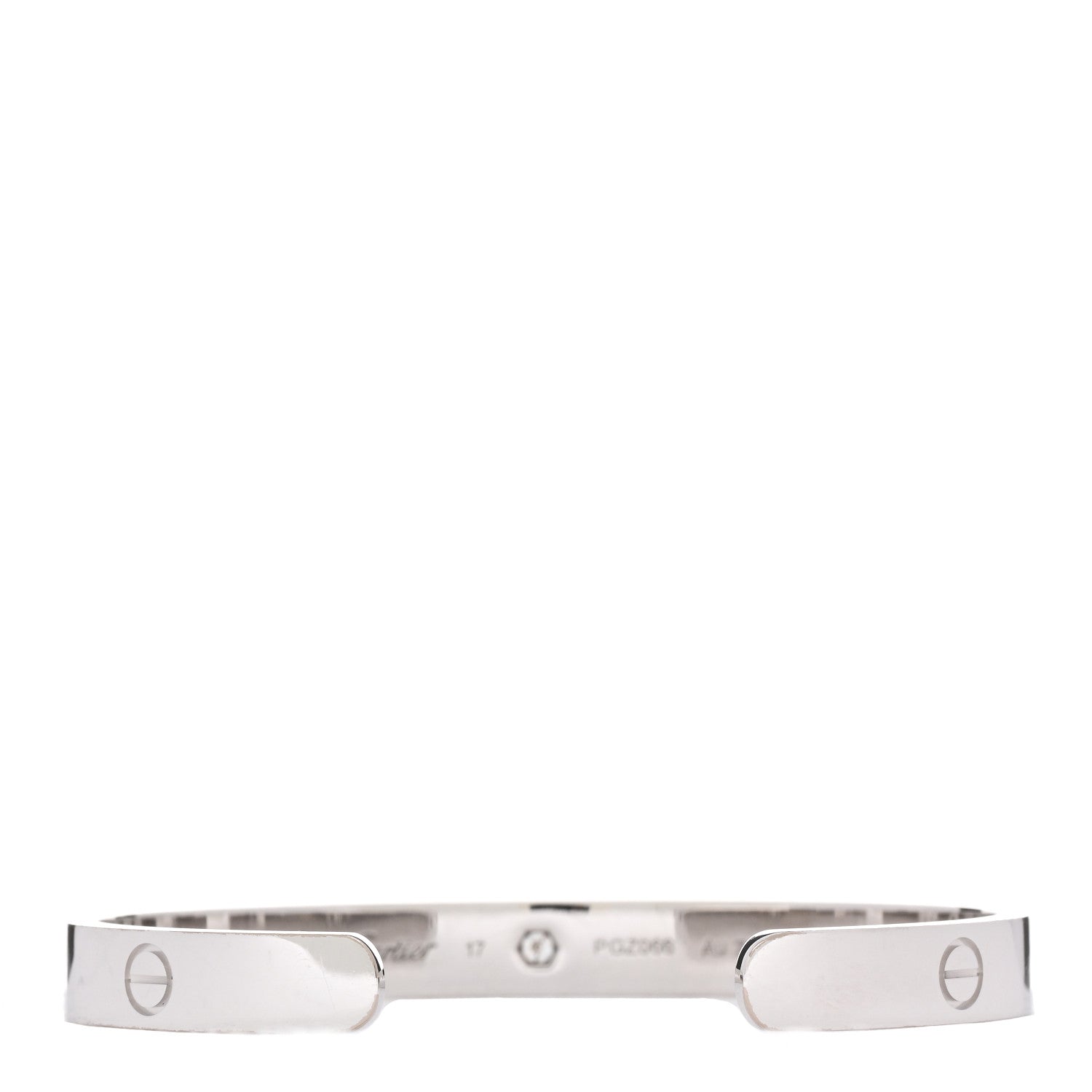 Cartier 18K White Gold 1 Diamond LOVE Cuff Bracelet 17 2 of 4