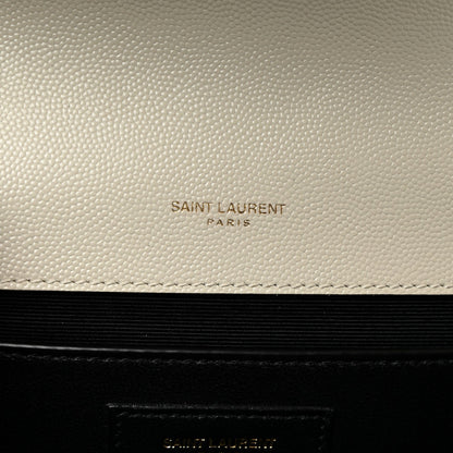 Saint Laurent Grain De Poudre Textured Mixed Matelasse Medium Triquilt Monogram Satchel Crema Soft 7 of 7