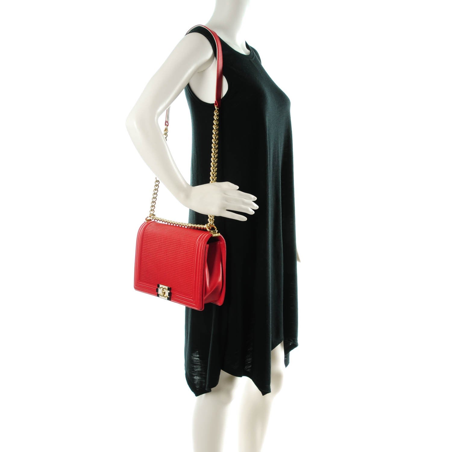 Chanel Lambskin Square Quilted Large Boy Cube Flap Red 2 of 8