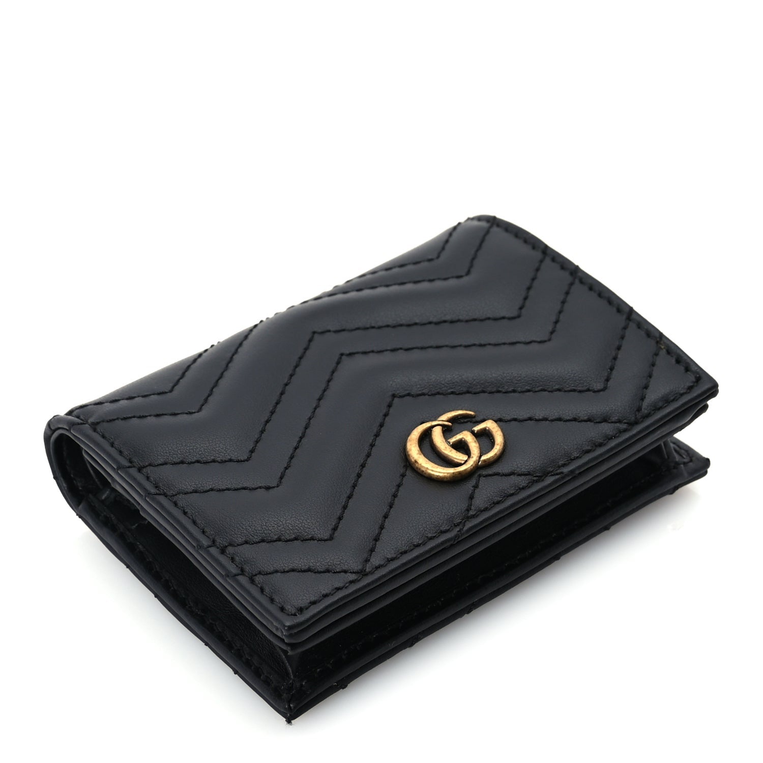 Gucci Calfskin Matelasse GG Marmont Card Case Wallet Black 4 of 7