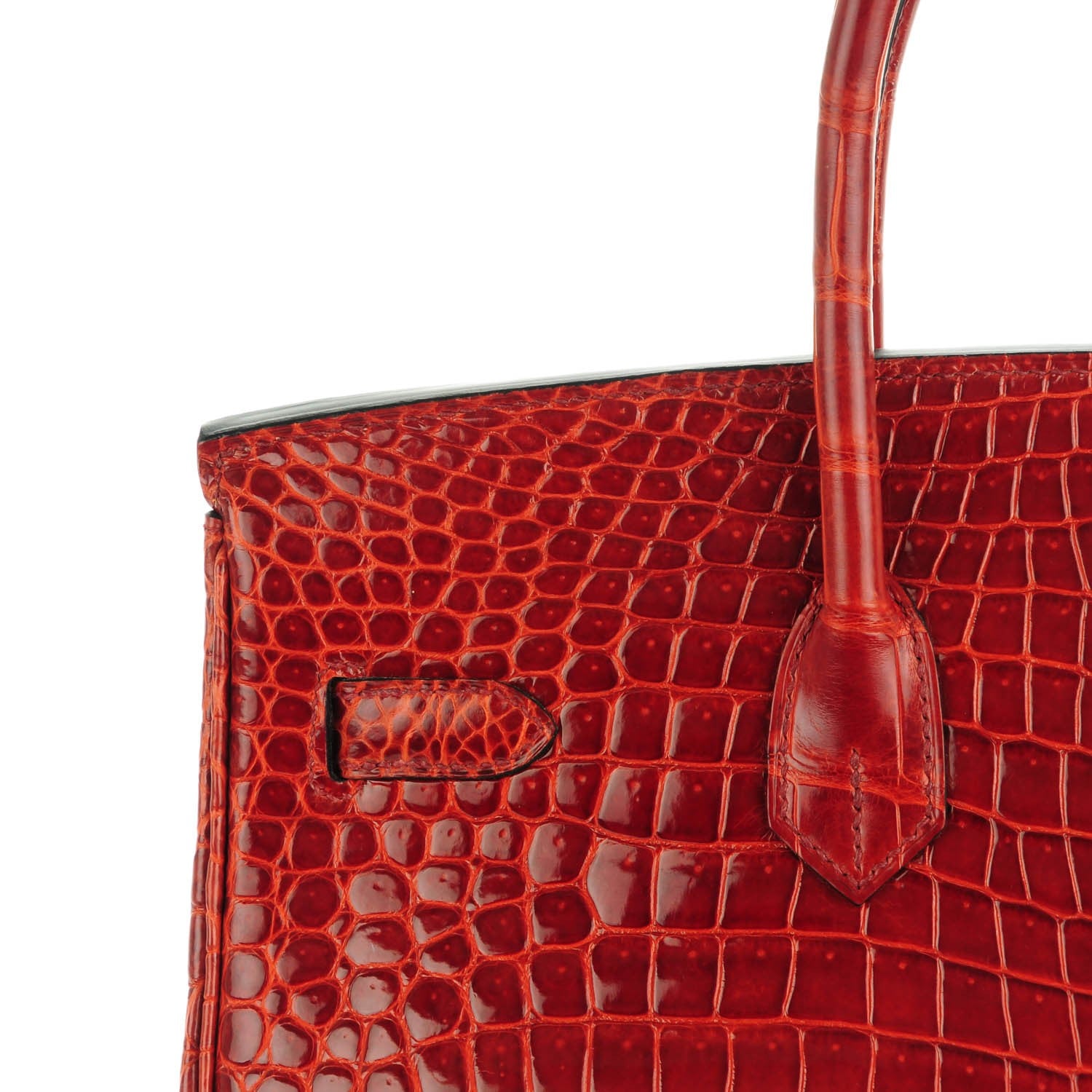 Hermes Shiny Porosus Crocodile Birkin 35 Rouge H 24 of 25