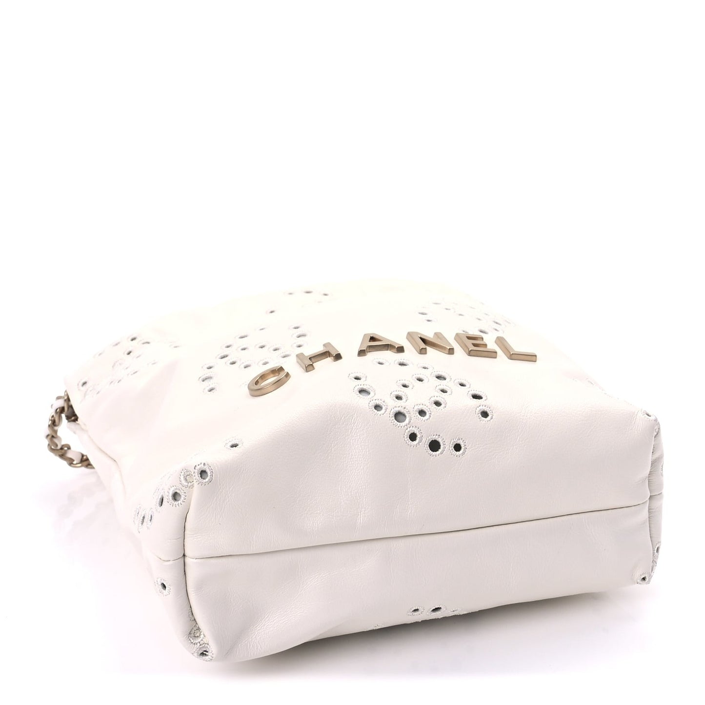 Shiny Calfskin Eyelet Mini  22  White