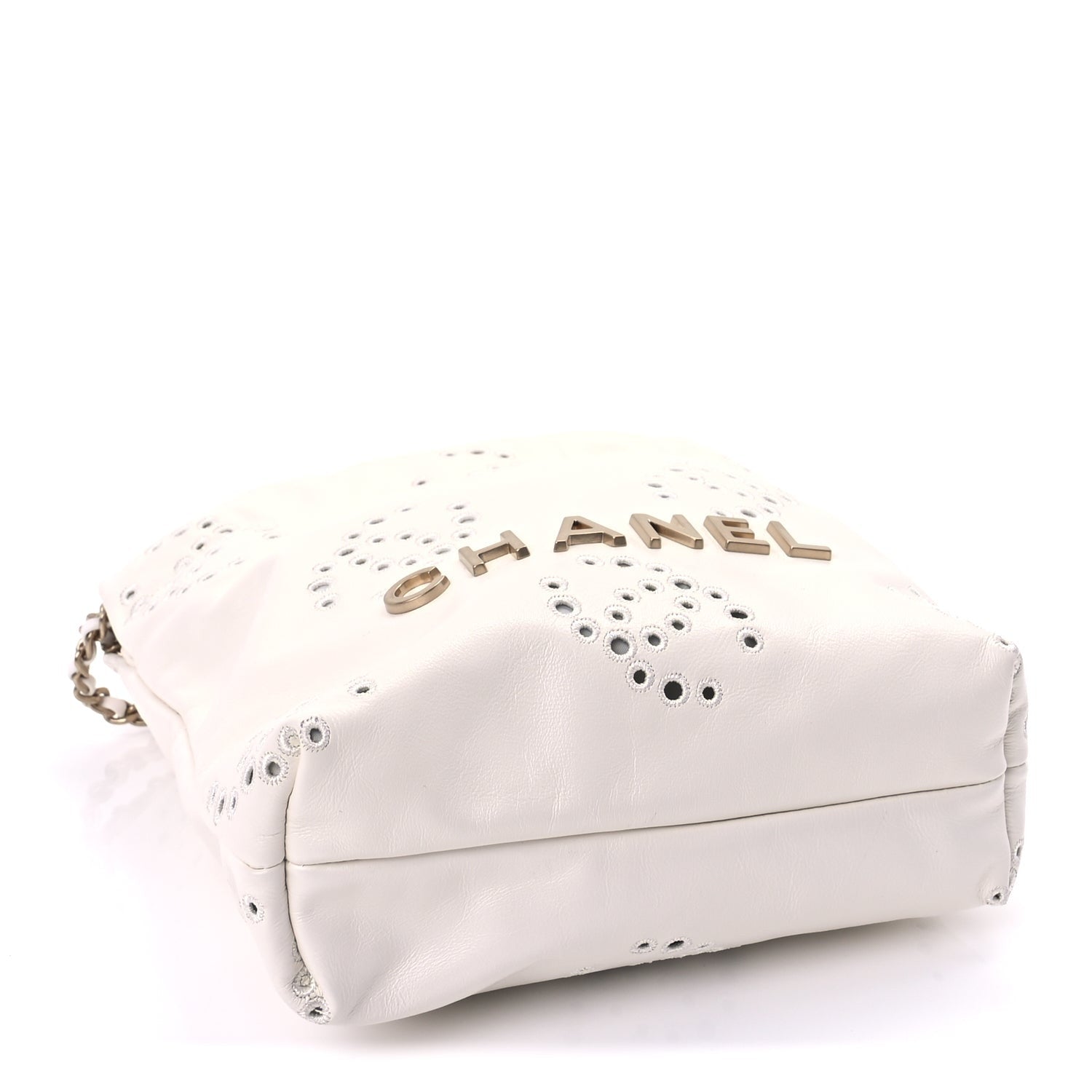 Chanel Shiny Calfskin Eyelet Mini  22  White 3 of 8