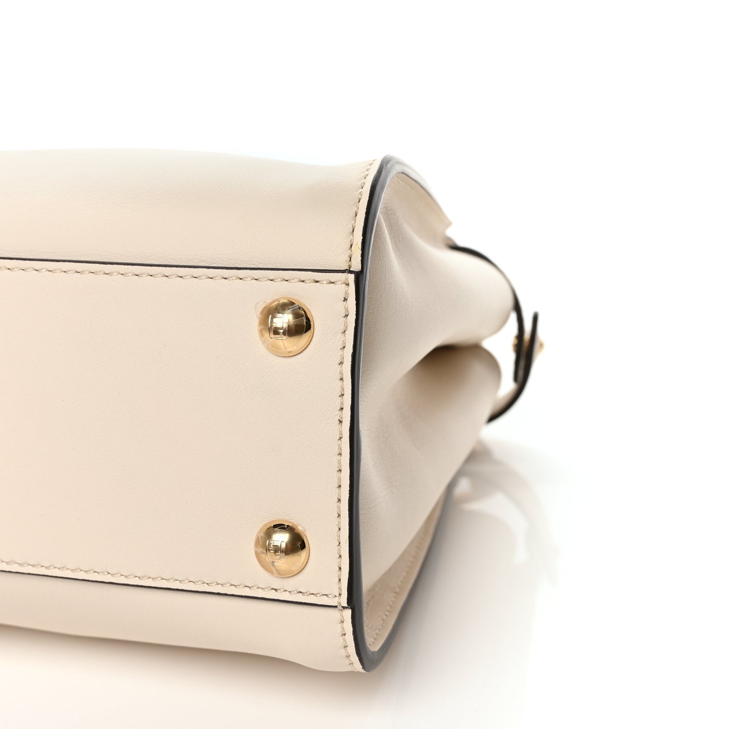 Fendi Vitello Seta Suede FF Mini Peekaboo Iconic Satchel Uovo Sigaro Marrone 10 of 11